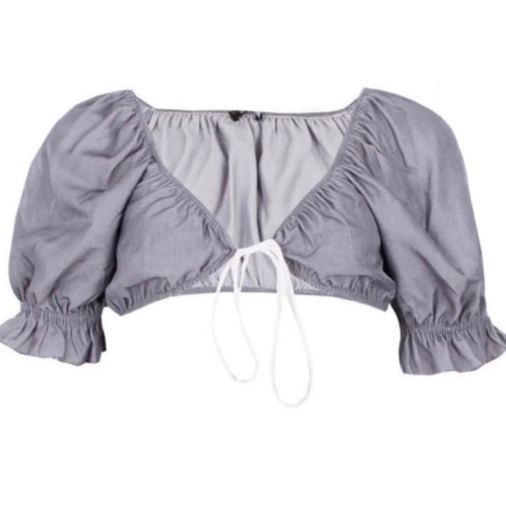 boohoo | Chambray Tie Front Crop Top